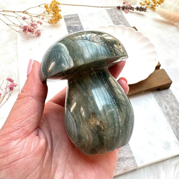Beautiful Ocean Jasper Mushroom Carving - Picture 5 of 8